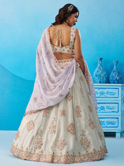 Limegreen- Tissue Sequinned & Zari Embroidered Lehenga 6132