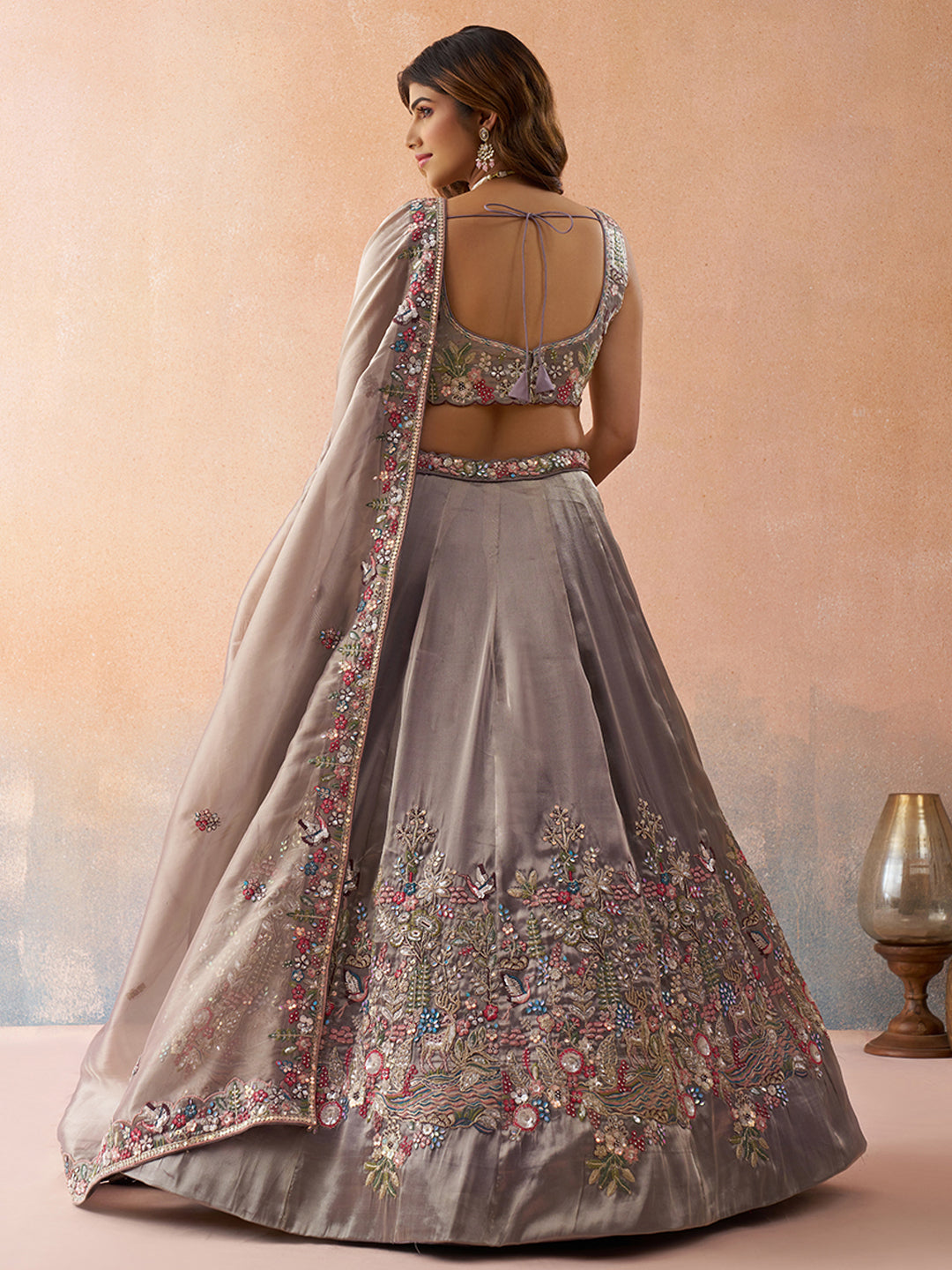 Lavender- Tissue Sequinned with Zarkan Embroidered Lehenga 6298