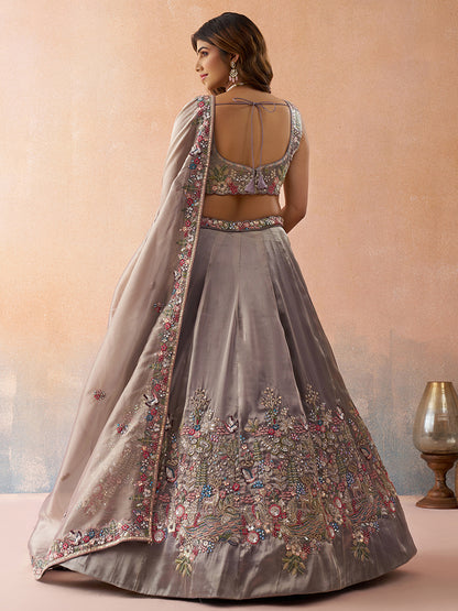 Lavender- Tissue Sequinned with Zarkan Embroidered Lehenga 6298