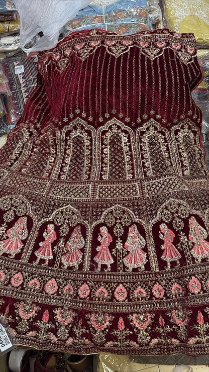 Attractive maroon doli barat bridal Lehenga