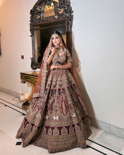 Something Different maroon peach Double Duptta Lehenga Happy Customer