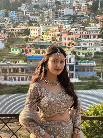Something different Light pink peacock crop top Lehenga Happy Customer