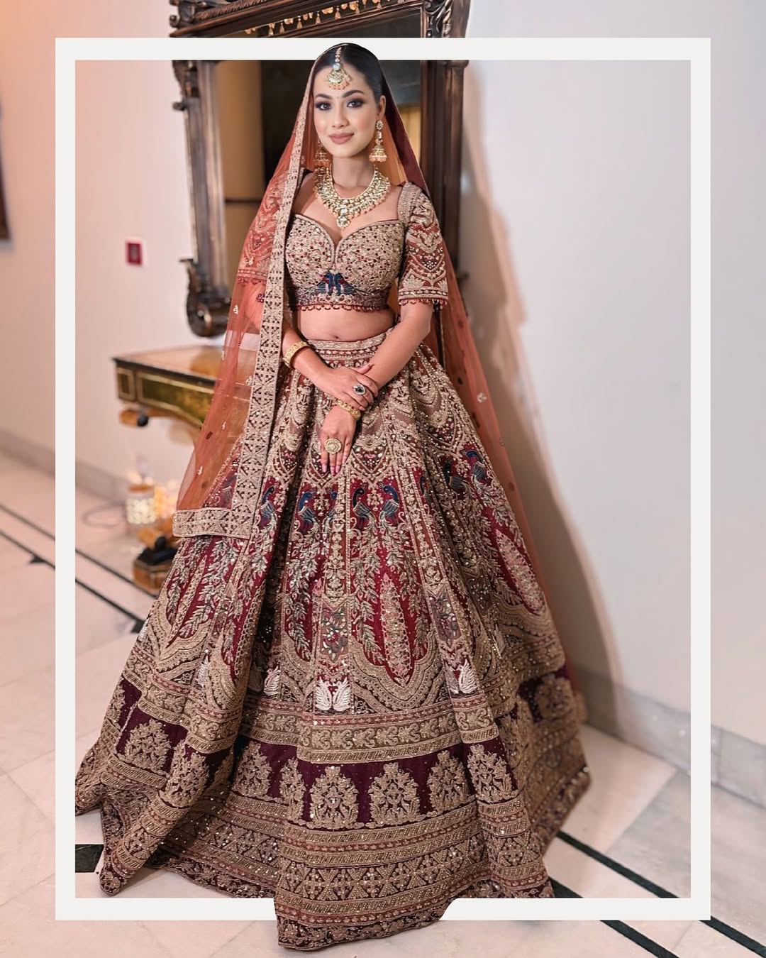 Something Different maroon peach Double Duptta Lehenga Happy Customer