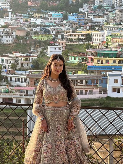 Something different Light pink peacock crop top Lehenga Happy Customer