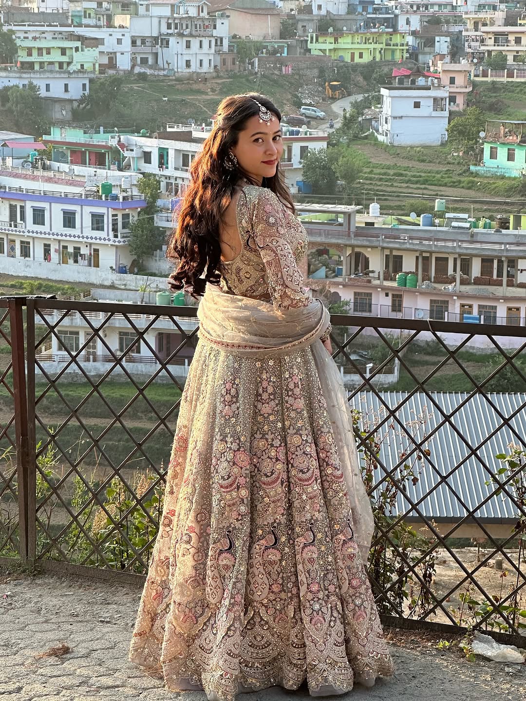 Something different Light pink peacock crop top Lehenga Happy Customer