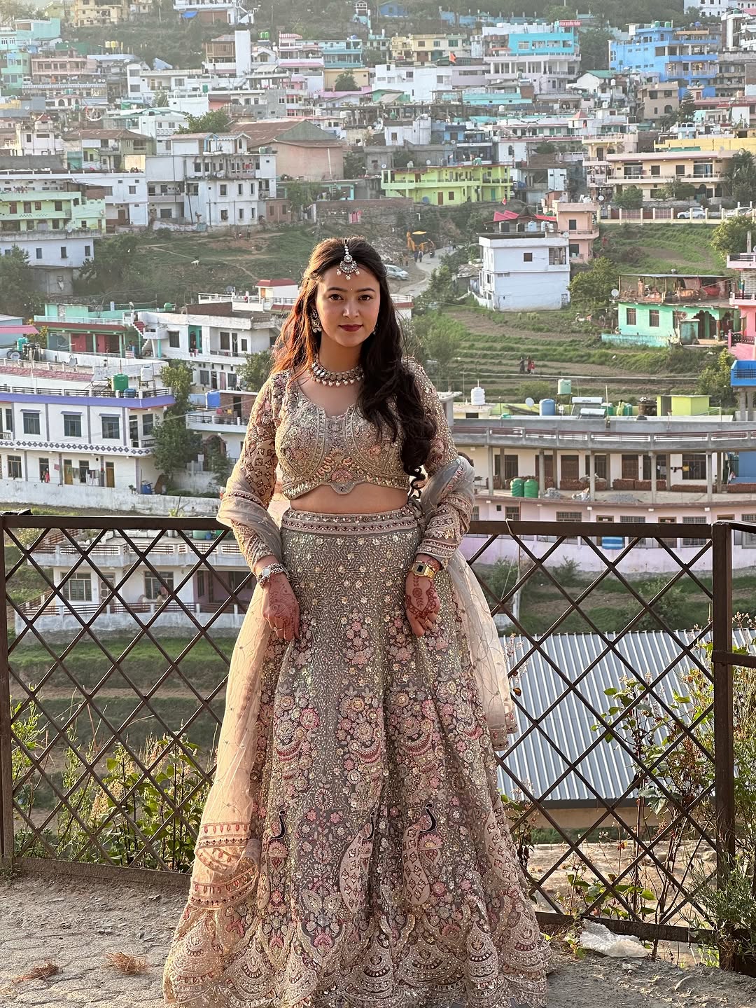 Something different Light pink peacock crop top Lehenga Happy Customer