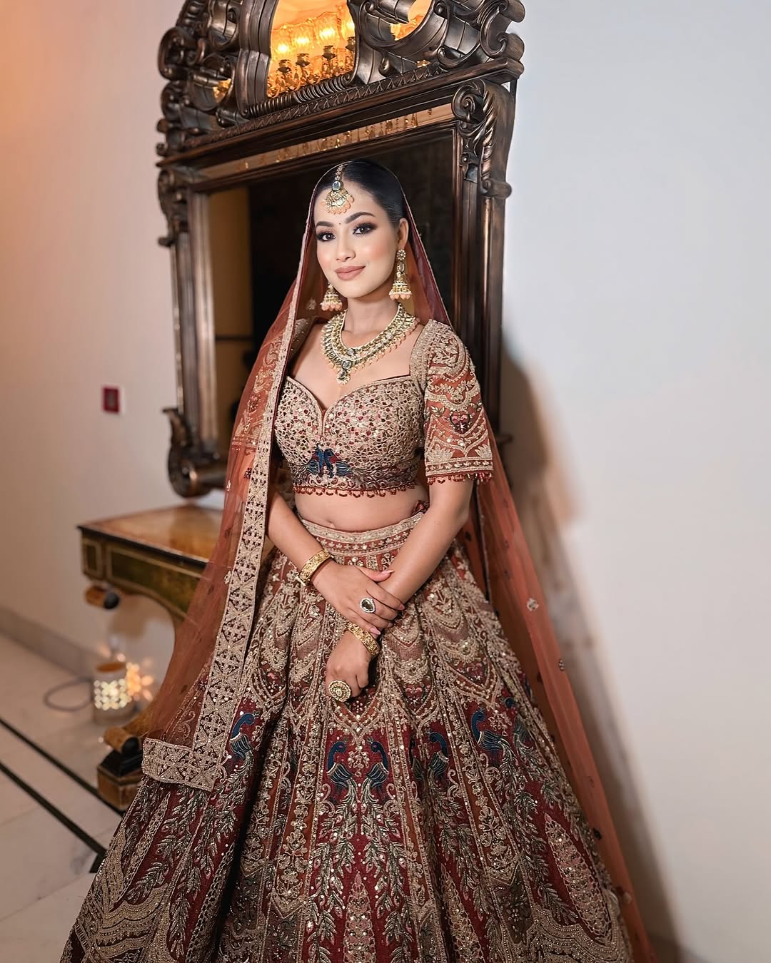 Something Different maroon peach Double Duptta Lehenga Happy Customer