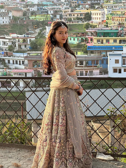 Something different Light pink peacock crop top Lehenga Happy Customer