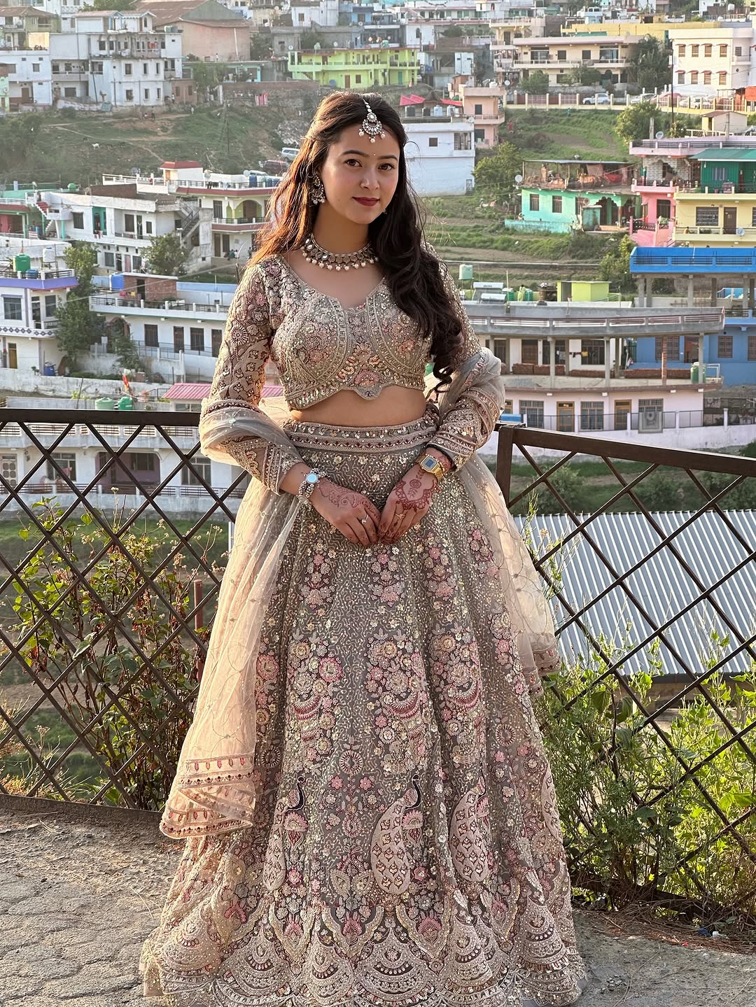 Something different Light pink peacock crop top Lehenga Happy Customer