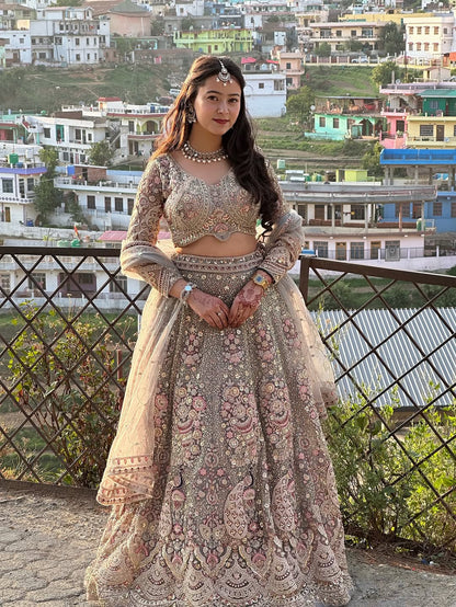 Something different Light pink peacock crop top Lehenga Happy Customer