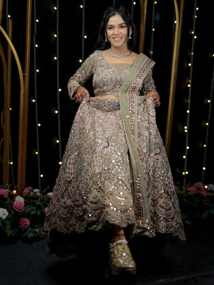 Something different Light pink peacock crop top Lehenga Happy Customer