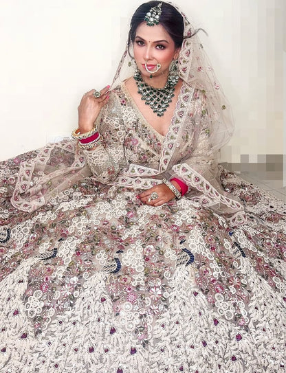 Charming white peacock Crop Top  lehenga Happy Customer