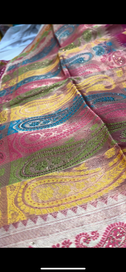 Golden Yellow haldi mehendi saree