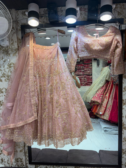 Awesome baby pink crop top Lehenga