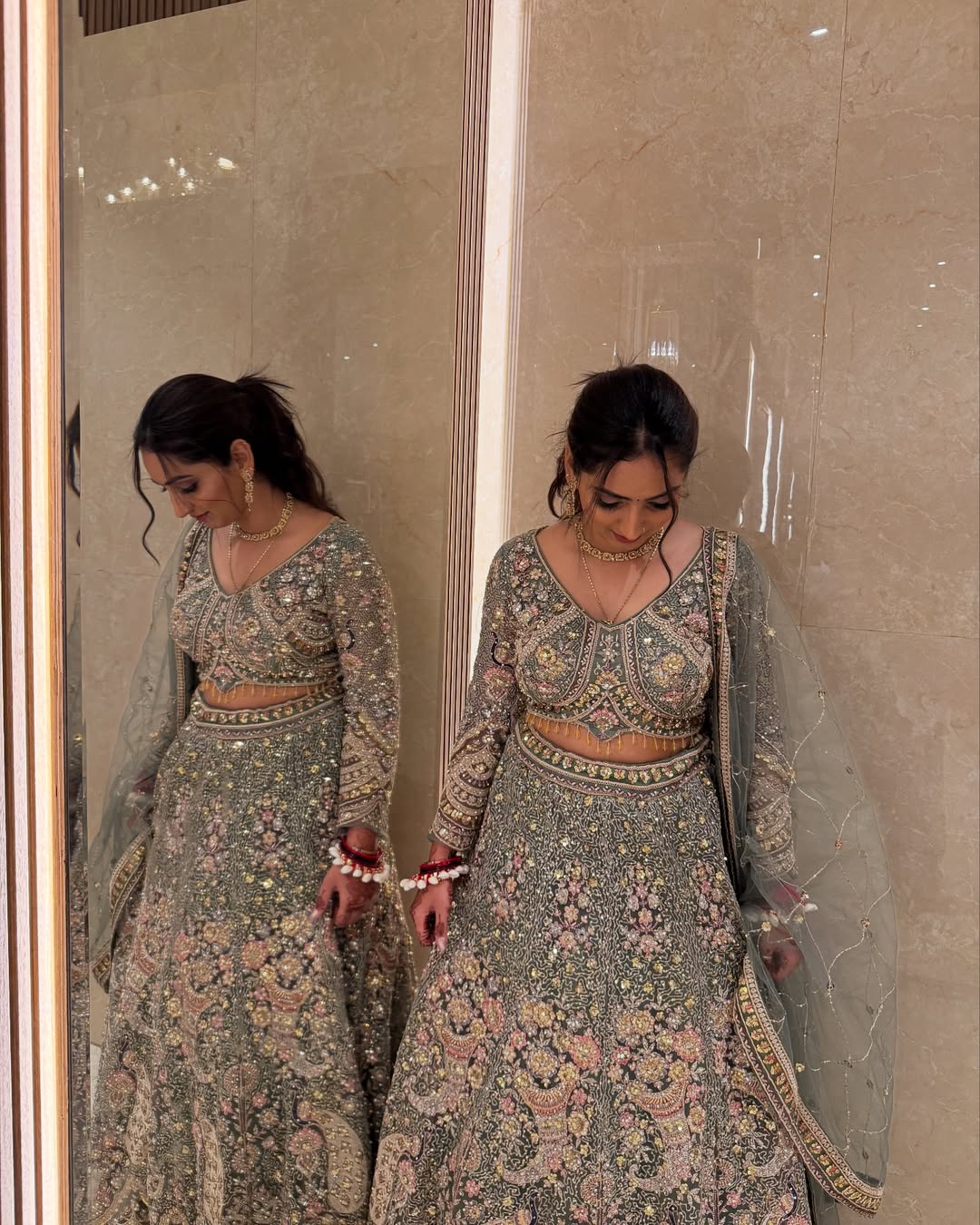 Something different Light pink peacock crop top Lehenga Happy Customer