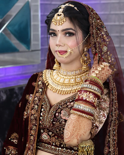 Pretty Dark maroon golden bridal lehenga ( happy customer)