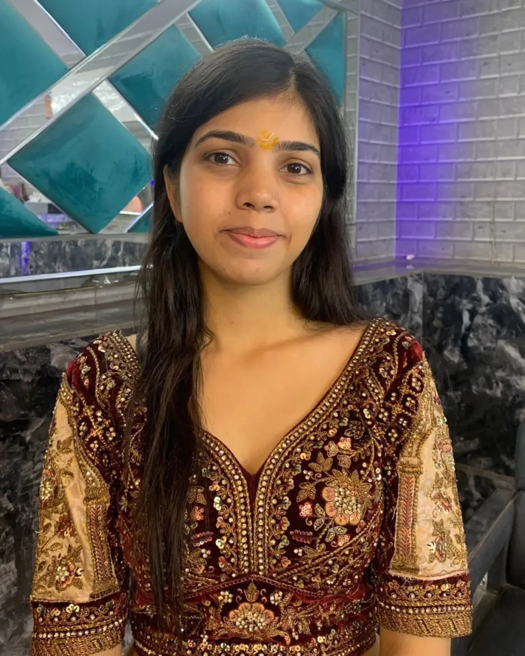 Pretty Dark maroon golden bridal lehenga ( happy customer)