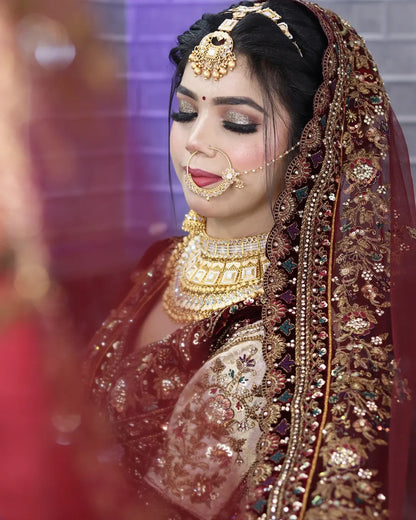 Pretty Dark maroon golden bridal lehenga ( happy customer)