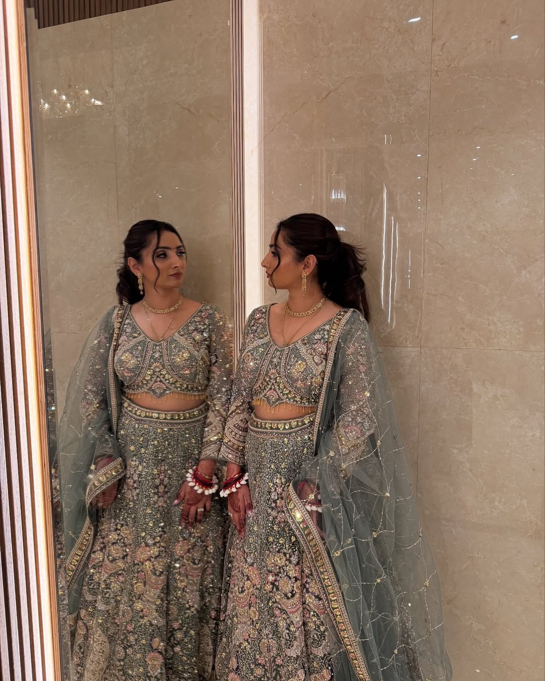 Something different Light pink peacock crop top Lehenga Happy Customer