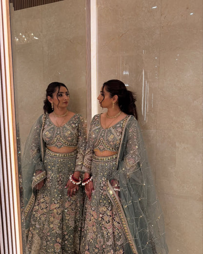 Something different Light pink peacock crop top Lehenga Happy Customer