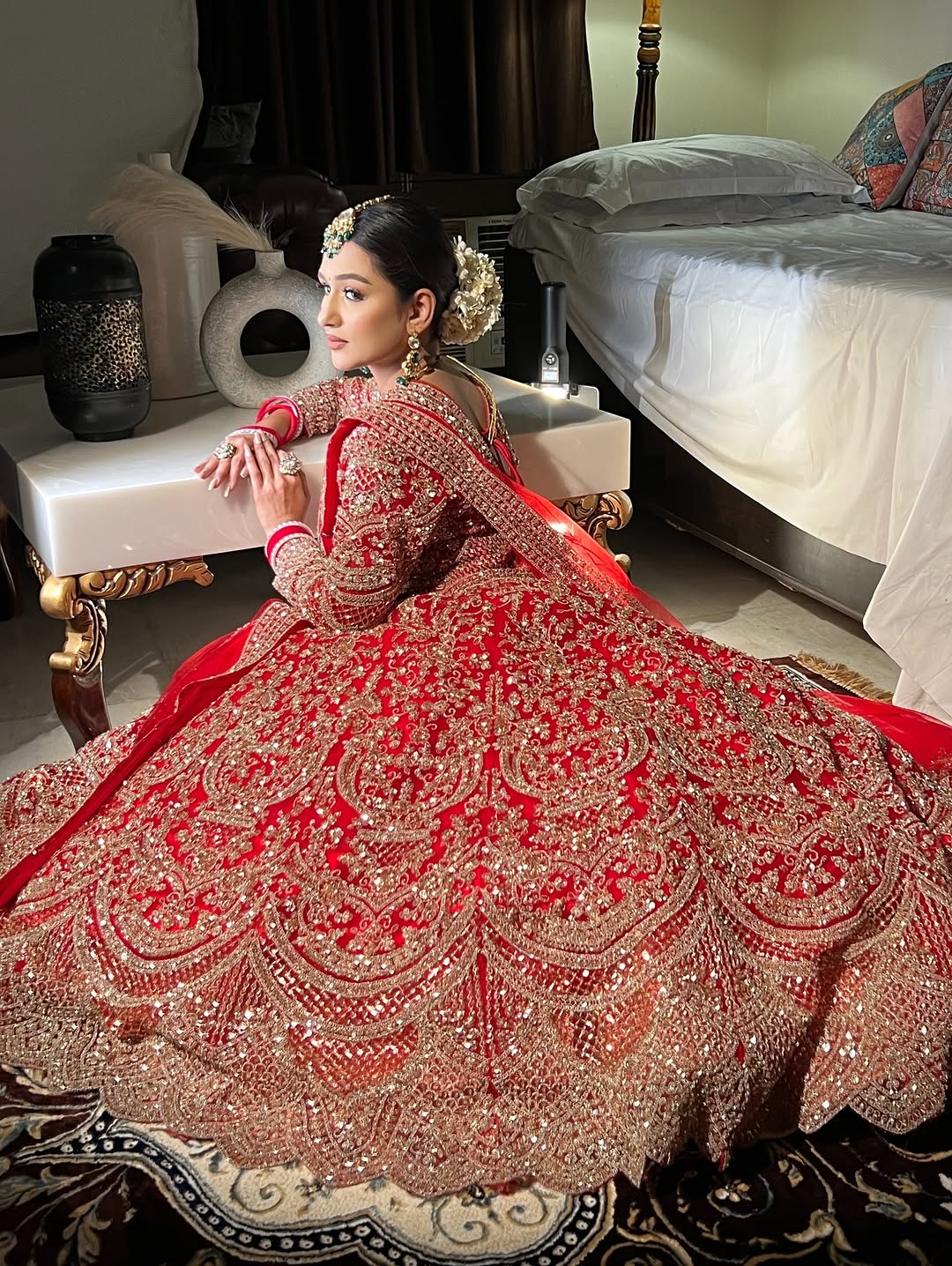 Fantastic Maroon red crop top Lehenga Happy Customer