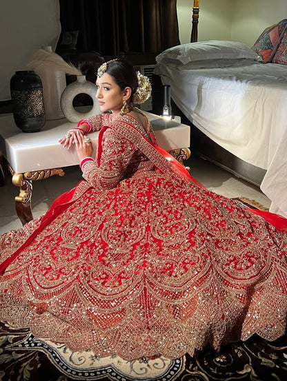 Fantastic Maroon red crop top Lehenga Happy Customer