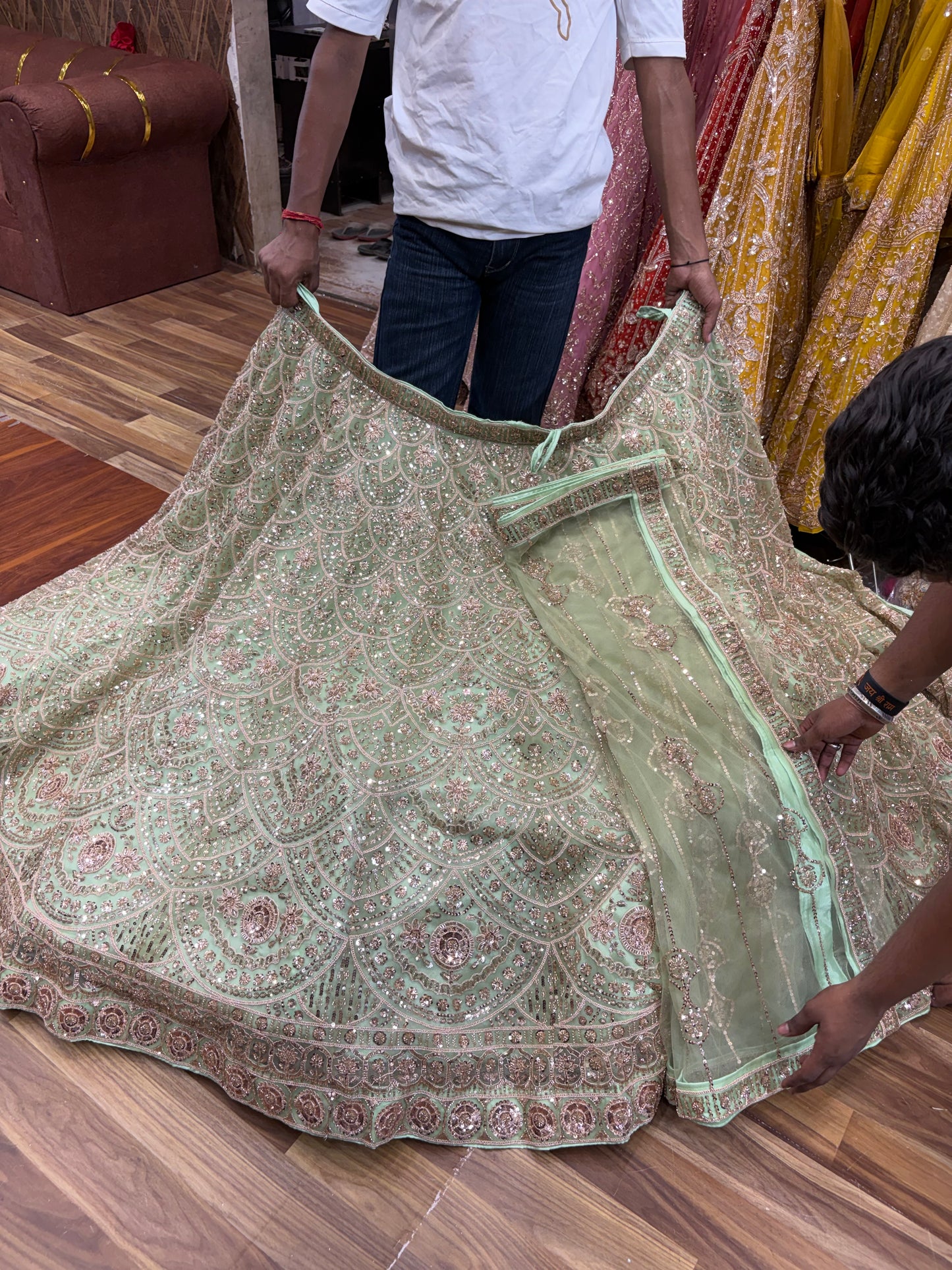 Pista Green Designer Lehenga
