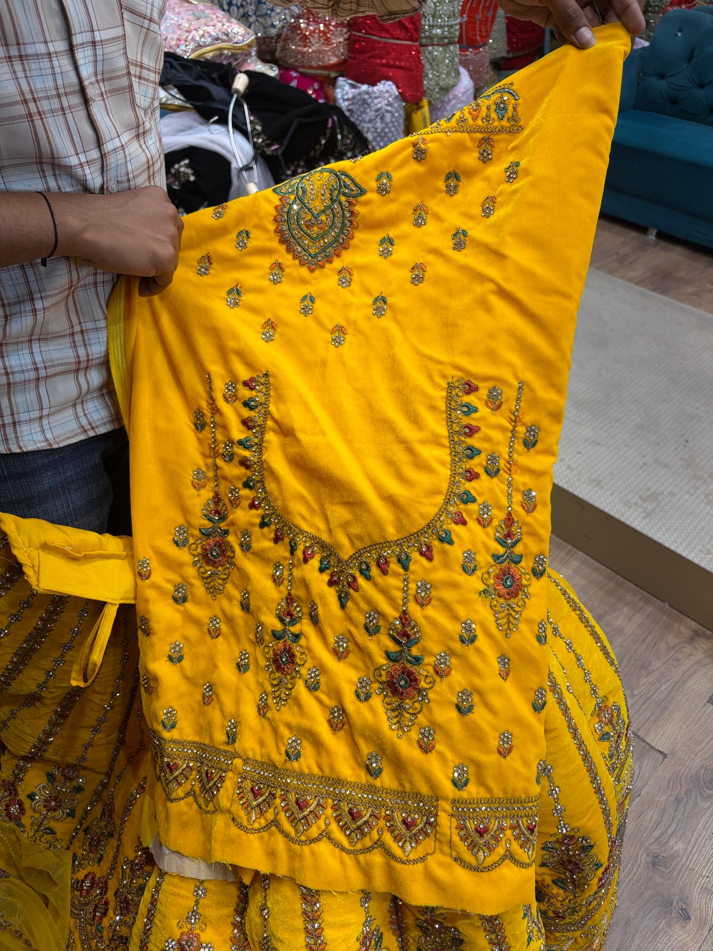 Yellow Haldi Mehendi Gajraj Ball Bridal Lehenga