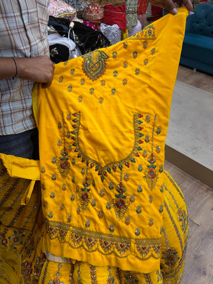 Yellow Haldi Mehendi Gajraj Ball Bridal Lehenga