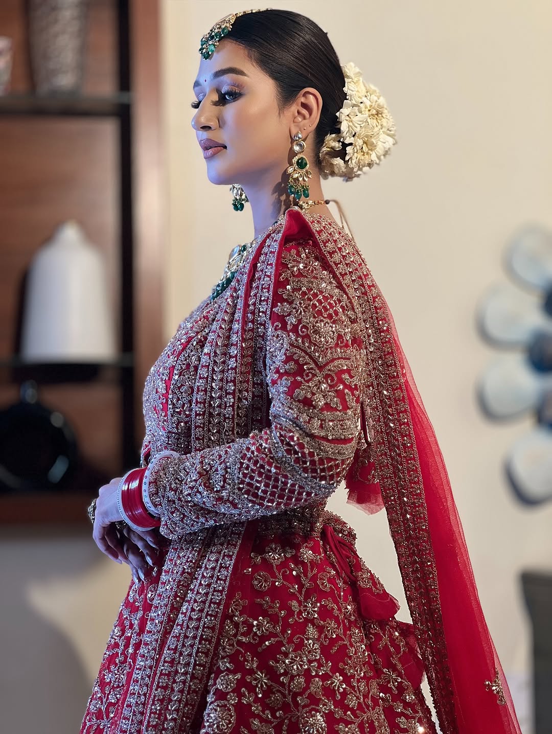 Fantastic Maroon red crop top Lehenga Happy Customer