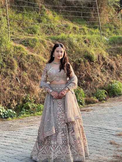 Something different Light pink peacock crop top Lehenga Happy Customer