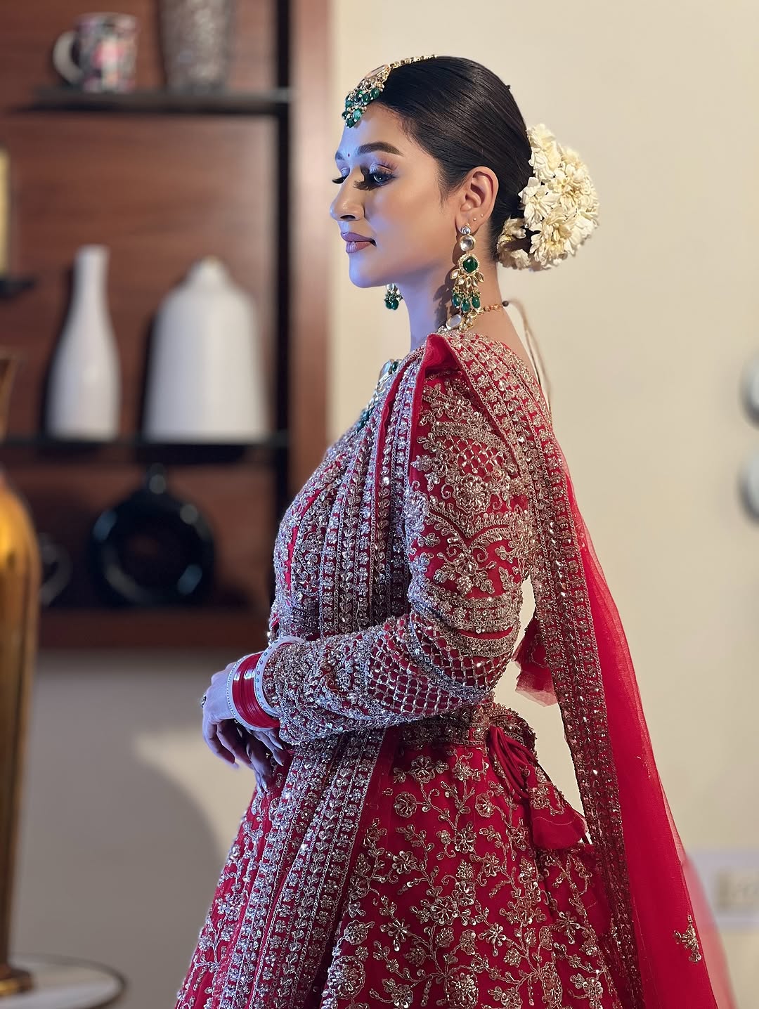 Fantastic Maroon red crop top Lehenga Happy Customer