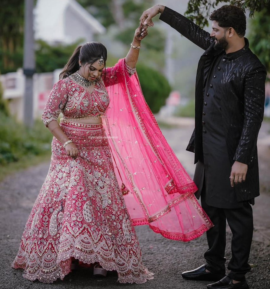 Something different Light pink peacock crop top Lehenga Happy Customer