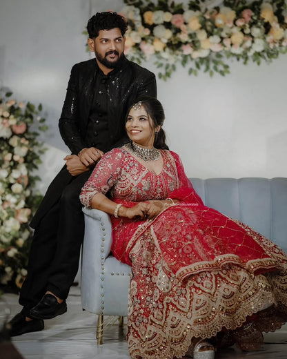 Something different Light pink peacock crop top Lehenga Happy Customer