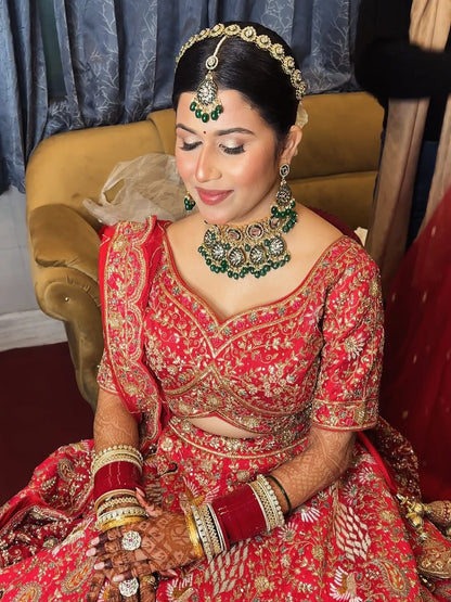 Eye catching Rani pink peacock Bridal lehenga Happy Customer