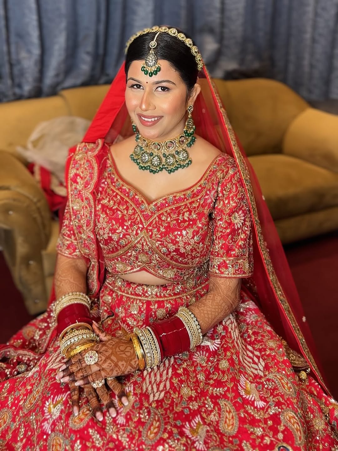 Eye catching Rani pink peacock Bridal lehenga Happy Customer