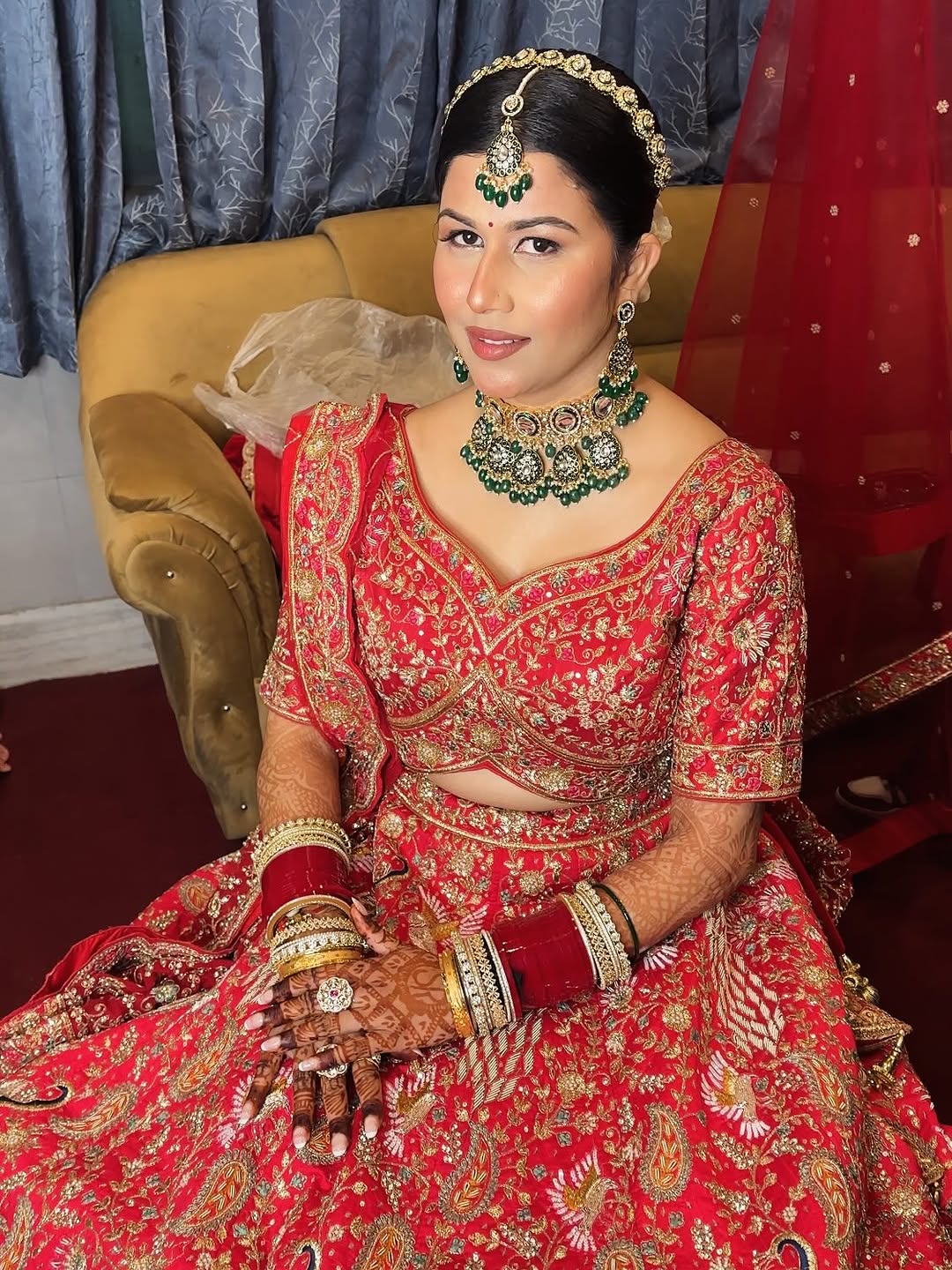 Eye catching Rani pink peacock Bridal lehenga Happy Customer