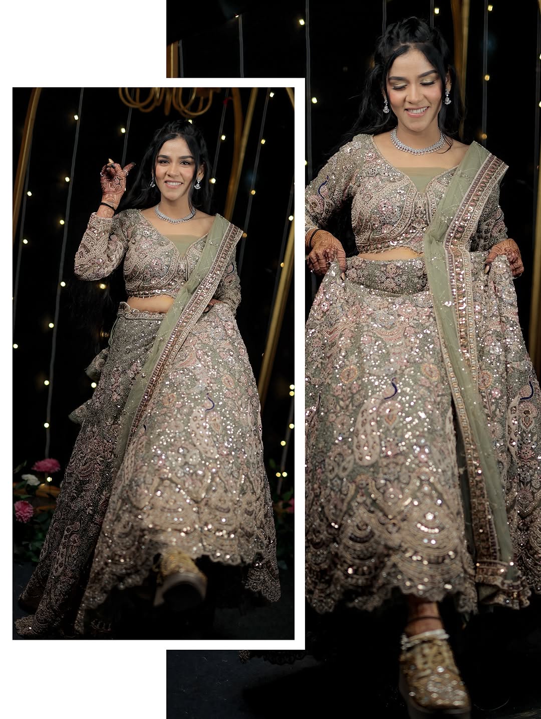 Something different Light pink peacock crop top Lehenga Happy Customer