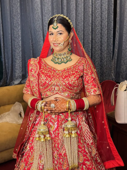 Eye catching Rani pink peacock Bridal lehenga Happy Customer