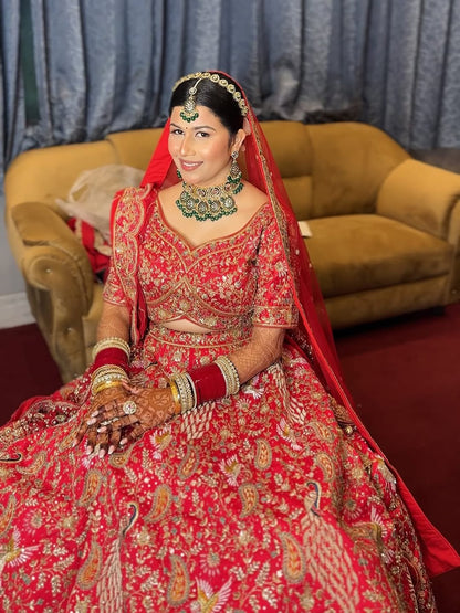 Eye catching Rani pink peacock Bridal lehenga Happy Customer