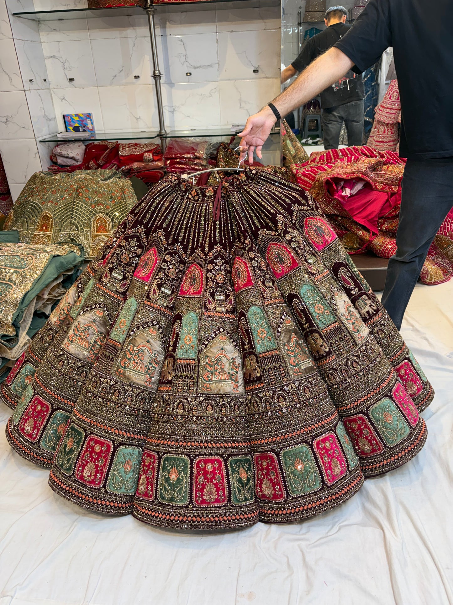 Maroon Doli Barat Ball Bridal Lehenga - Shopping World