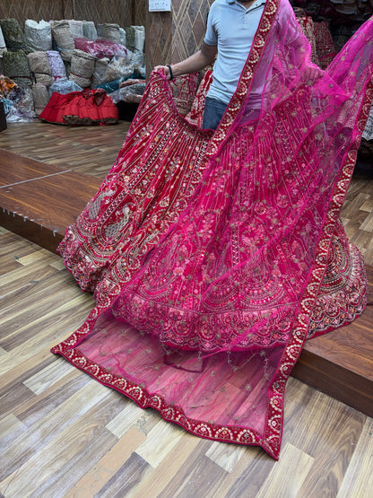 Hot Pink Peacock Bridal Lehenga
