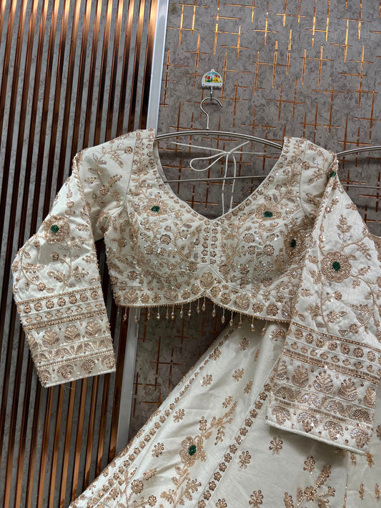 White Crop Top Lehenga