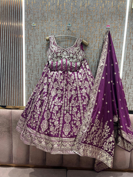 Purple crop top Lehenga