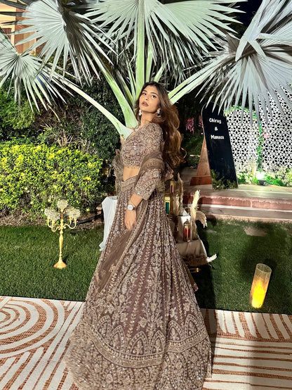 Tremendous light peach Crop top Lehenga Happy Customer