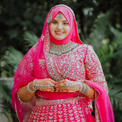 Tremendous light peach Crop top Lehenga Happy Customer