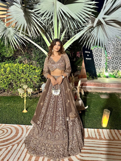 Tremendous light peach Crop top Lehenga Happy Customer