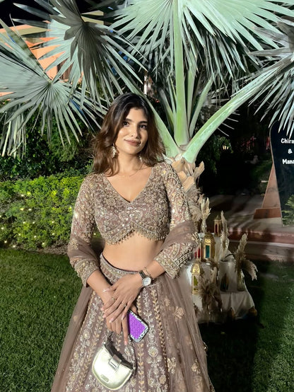 Tremendous light peach Crop top Lehenga Happy Customer