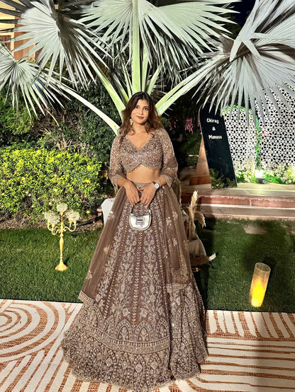 Tremendous light peach Crop top Lehenga Happy Customer