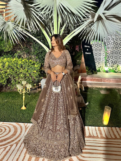 Tremendous light peach Crop top Lehenga Happy Customer